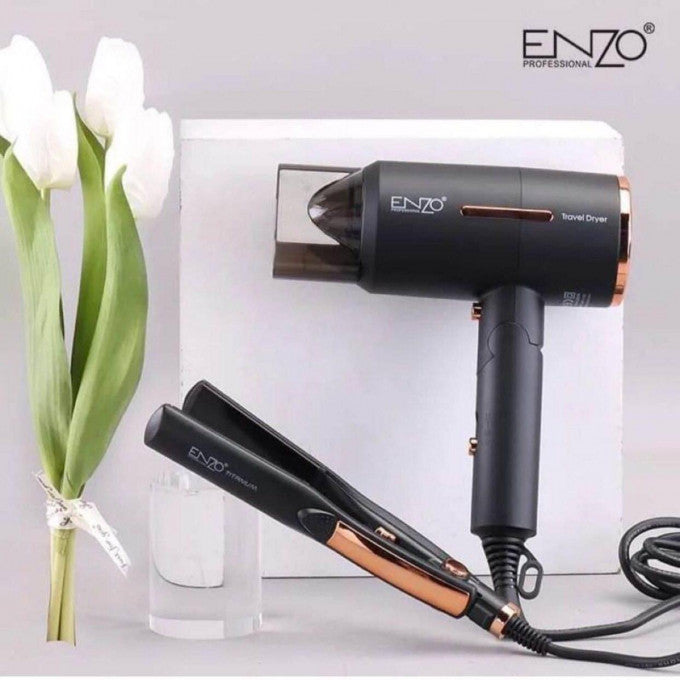 Sèche Cheveux 1000 watt et Lisseur 400°F ENZO EN-8893 طقم 2في1 مجفف و مملس الشعر بصفائح سيراميك