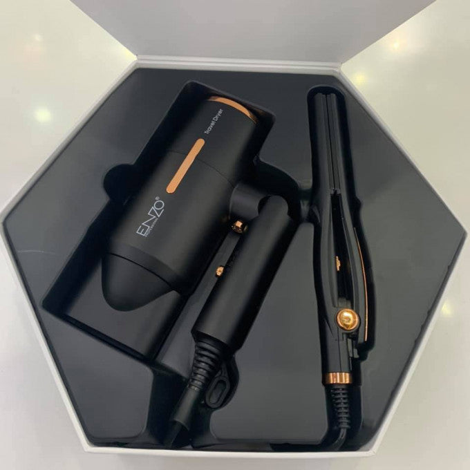 Sèche Cheveux 1000 watt et Lisseur 400°F ENZO EN-8893 طقم 2في1 مجفف و مملس الشعر بصفائح سيراميك