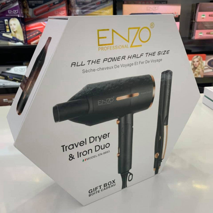 Sèche Cheveux 1000 watt et Lisseur 400°F ENZO EN-8893 طقم 2في1 مجفف و مملس الشعر بصفائح سيراميك
