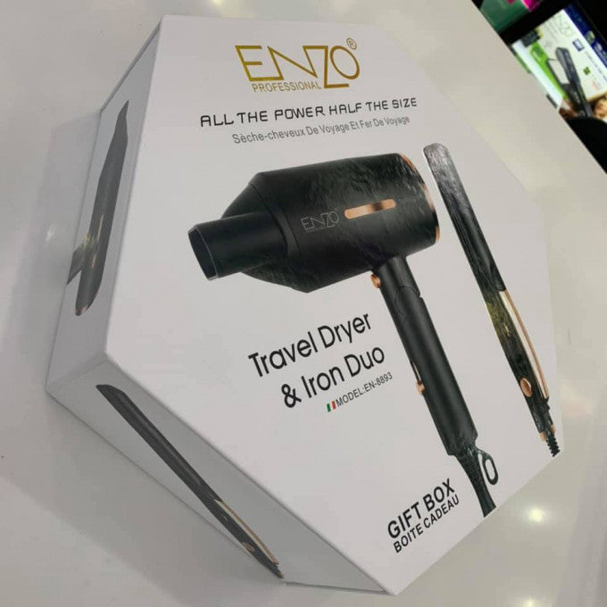 Sèche Cheveux 1000 watt et Lisseur 400°F ENZO EN-8893 طقم 2في1 مجفف و مملس الشعر بصفائح سيراميك